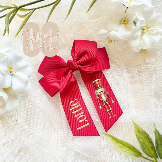Christmas hair bow - red nutcracker