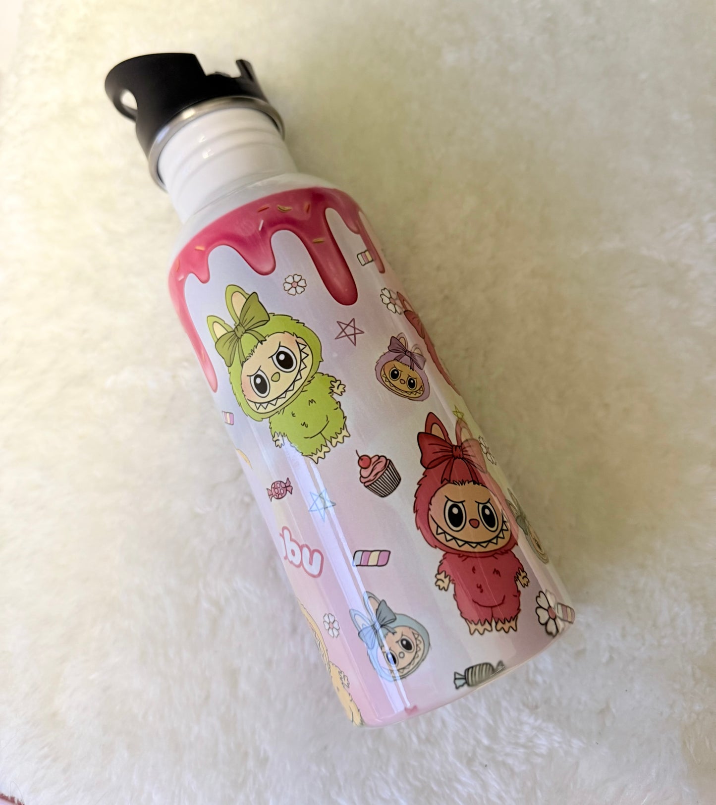 Stainless steel flip straw water bottle