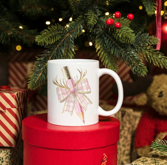 Pink pencil teacher mug