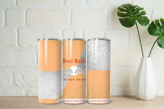 Orange sparkle effect red bull  20oz tumbler