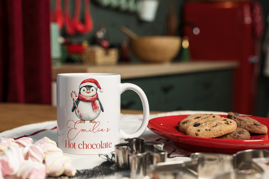 Christmas hot chocolate mug - Red and white bow