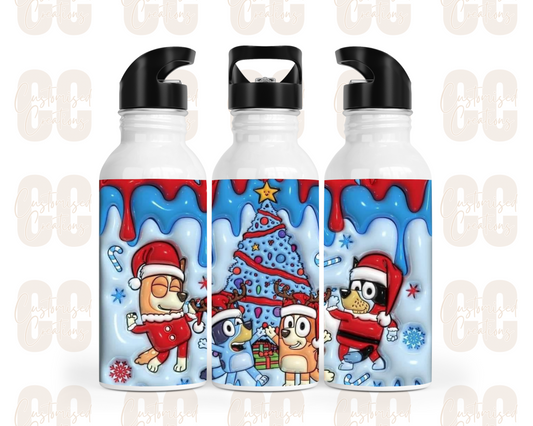 Christmas straw bottle - Bluey