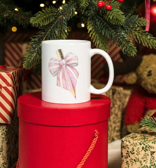 Pink pencil teacher mug