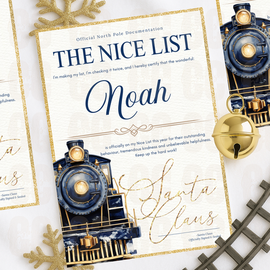 Personalised nice list letter - blue train