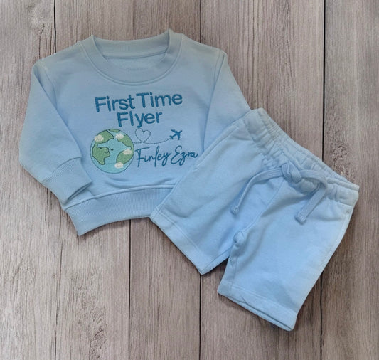 Embroidered Little Flyer oversized sweatshirt and short set - All colours