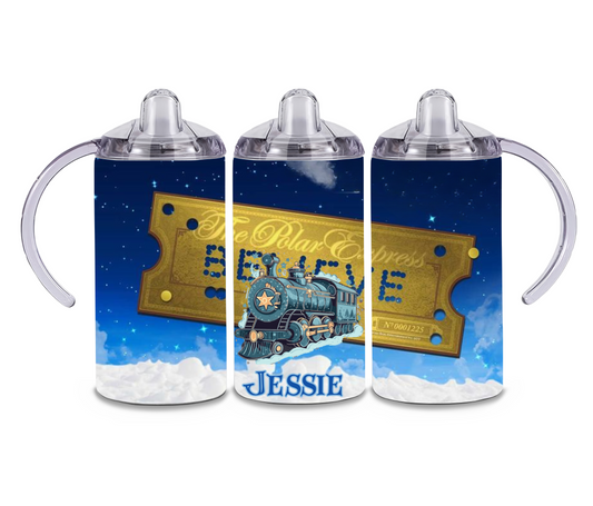 Sippy tumbler cup - polar express Christmas