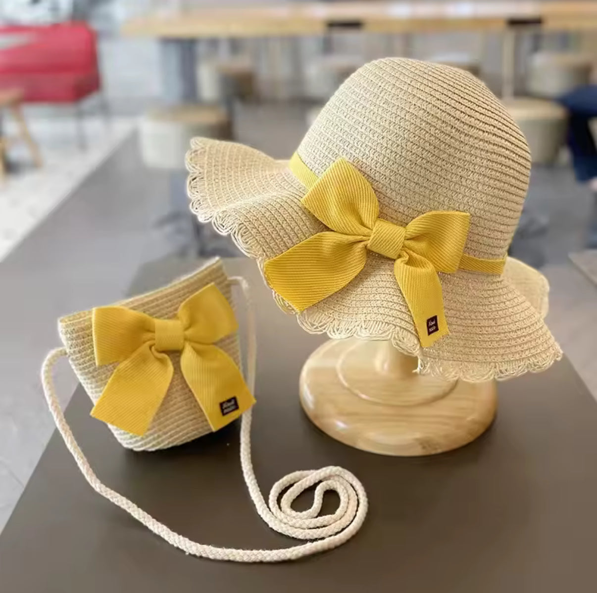 Embroidered hat and bag