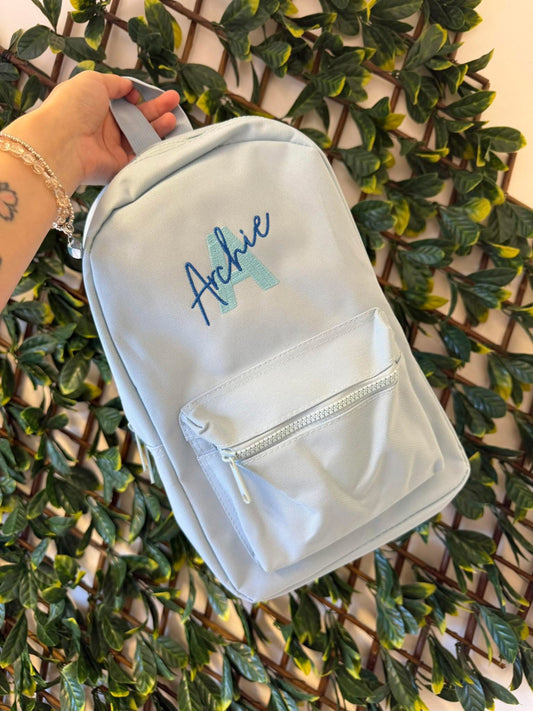 Embroidered Initial/name embroidered backpack - all colours