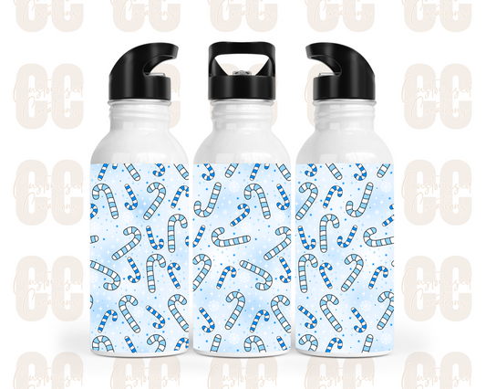 Christmas straw bottle - candy cane blue