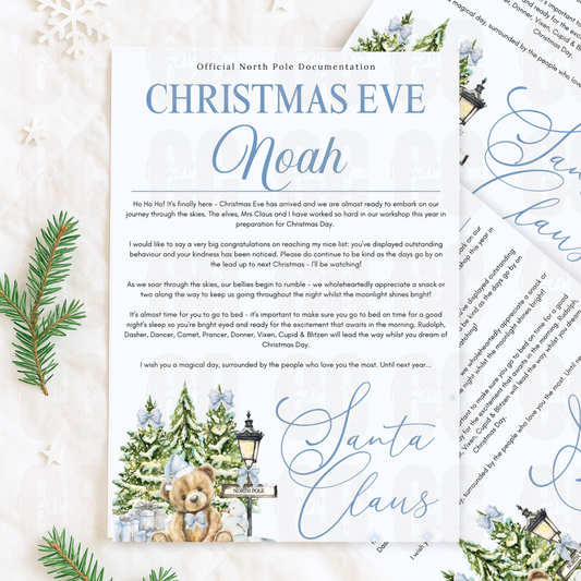 Personalised Christmas Eve  letter - blue