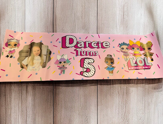 Birthday PVC UV banner 28cm x 90cm - any design