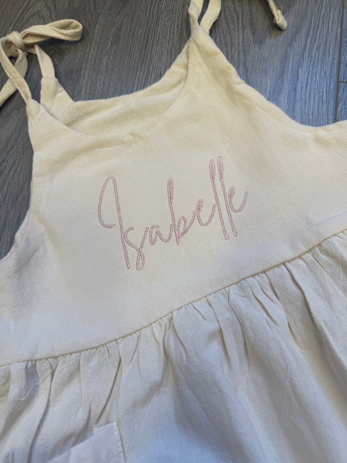 Personalised Girls Summer Dress – Name Detail & Tie Straps - Various Colours