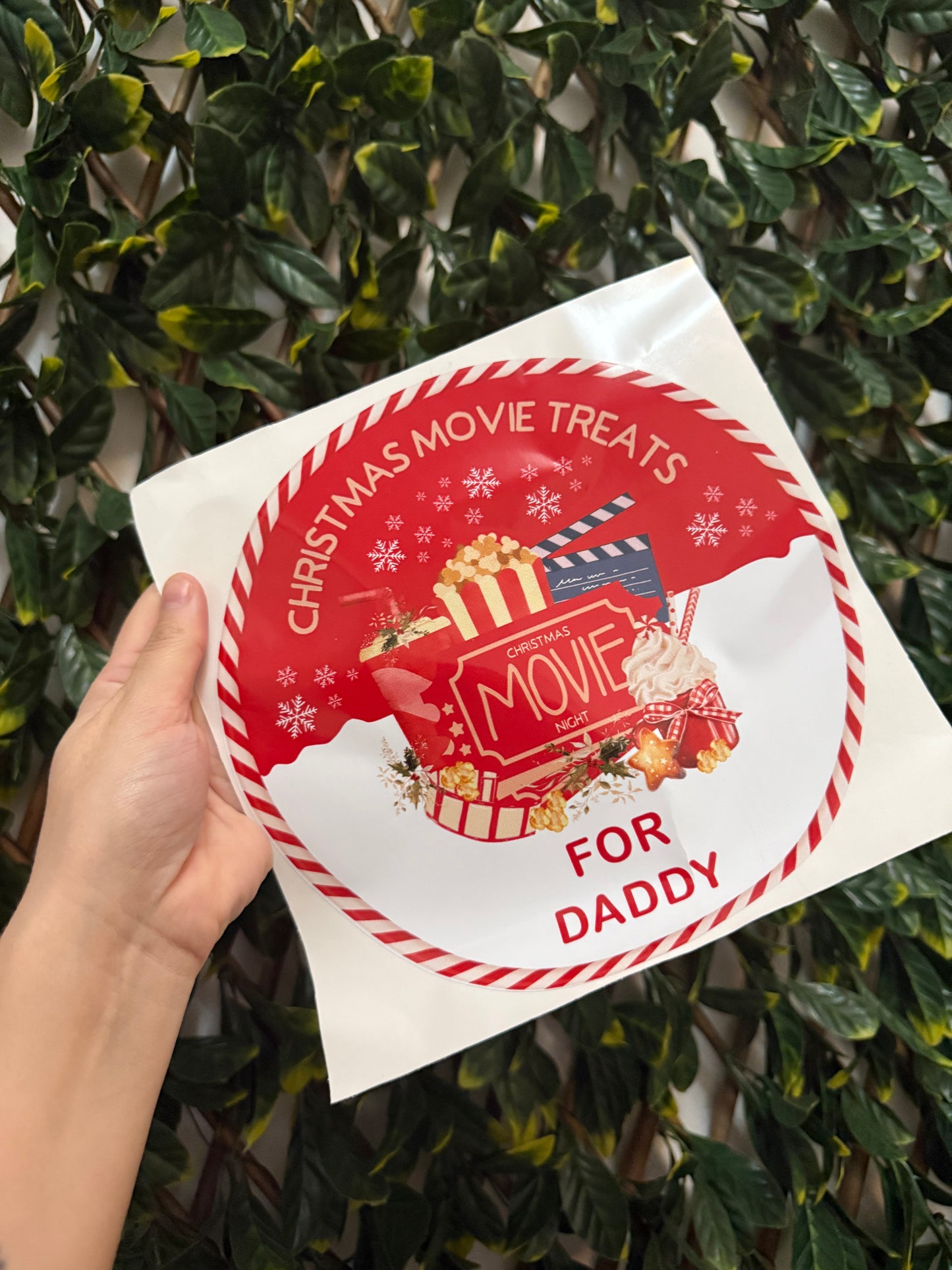 Christmas movie treats chocolate tin sticker