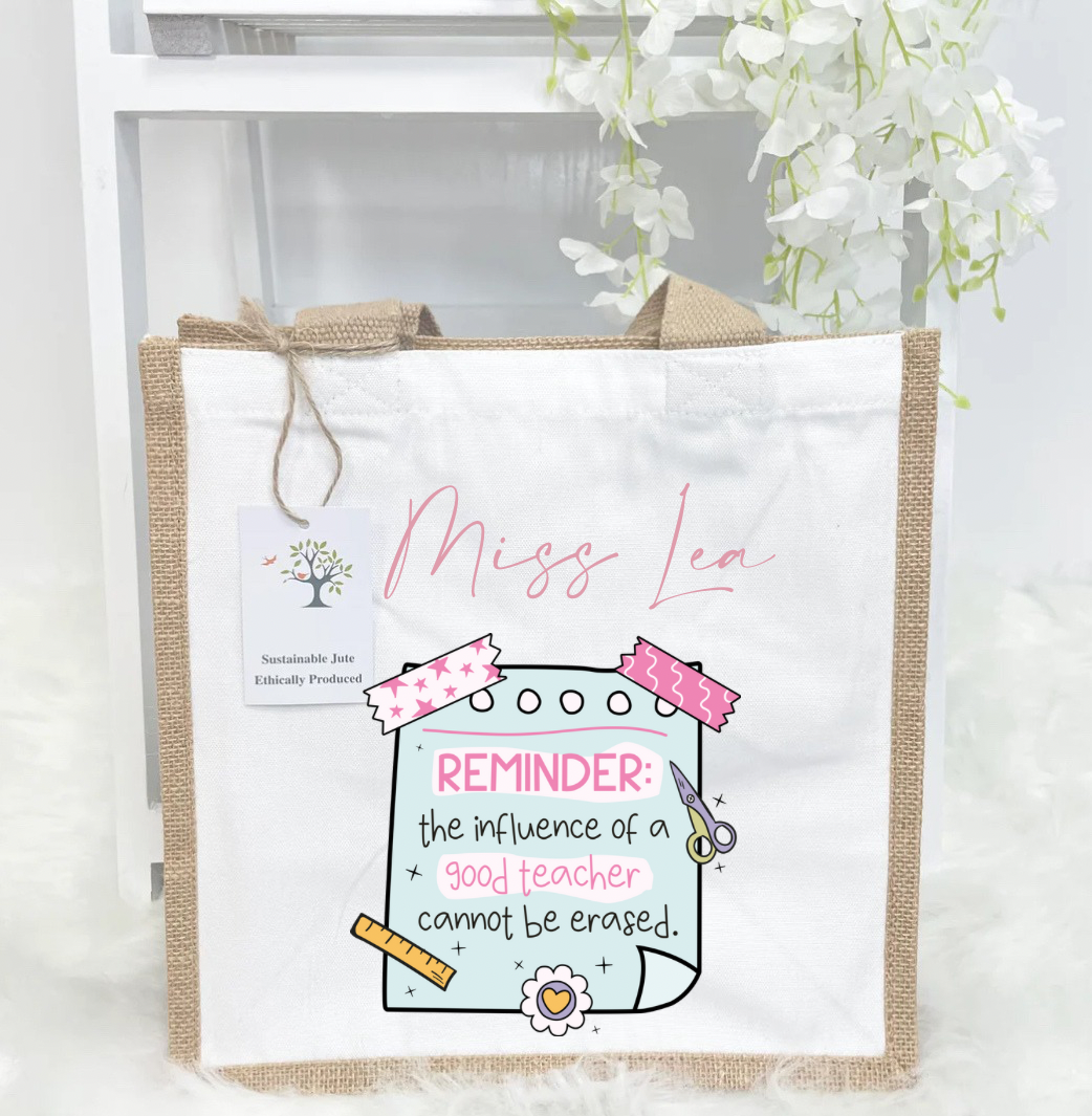 Post it note teacher jute bag