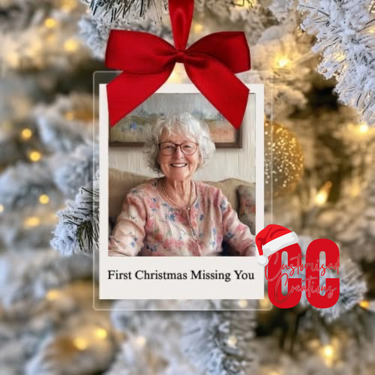 My first Christmas missing you memorial Polaroid bauble