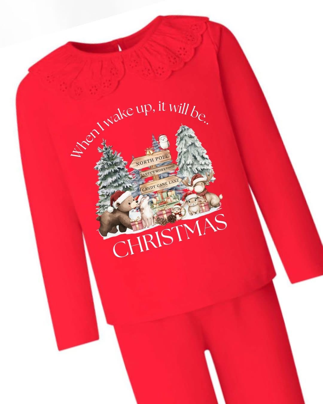 Red frill Christmas house pyjamas