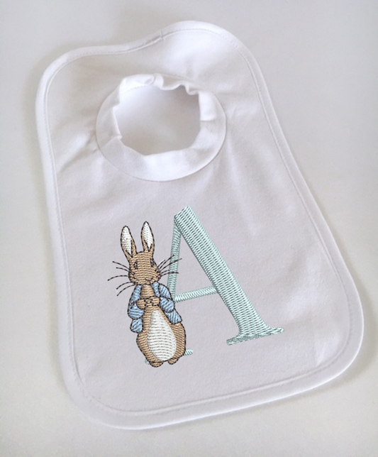 Peter rabbit embroidered bibs