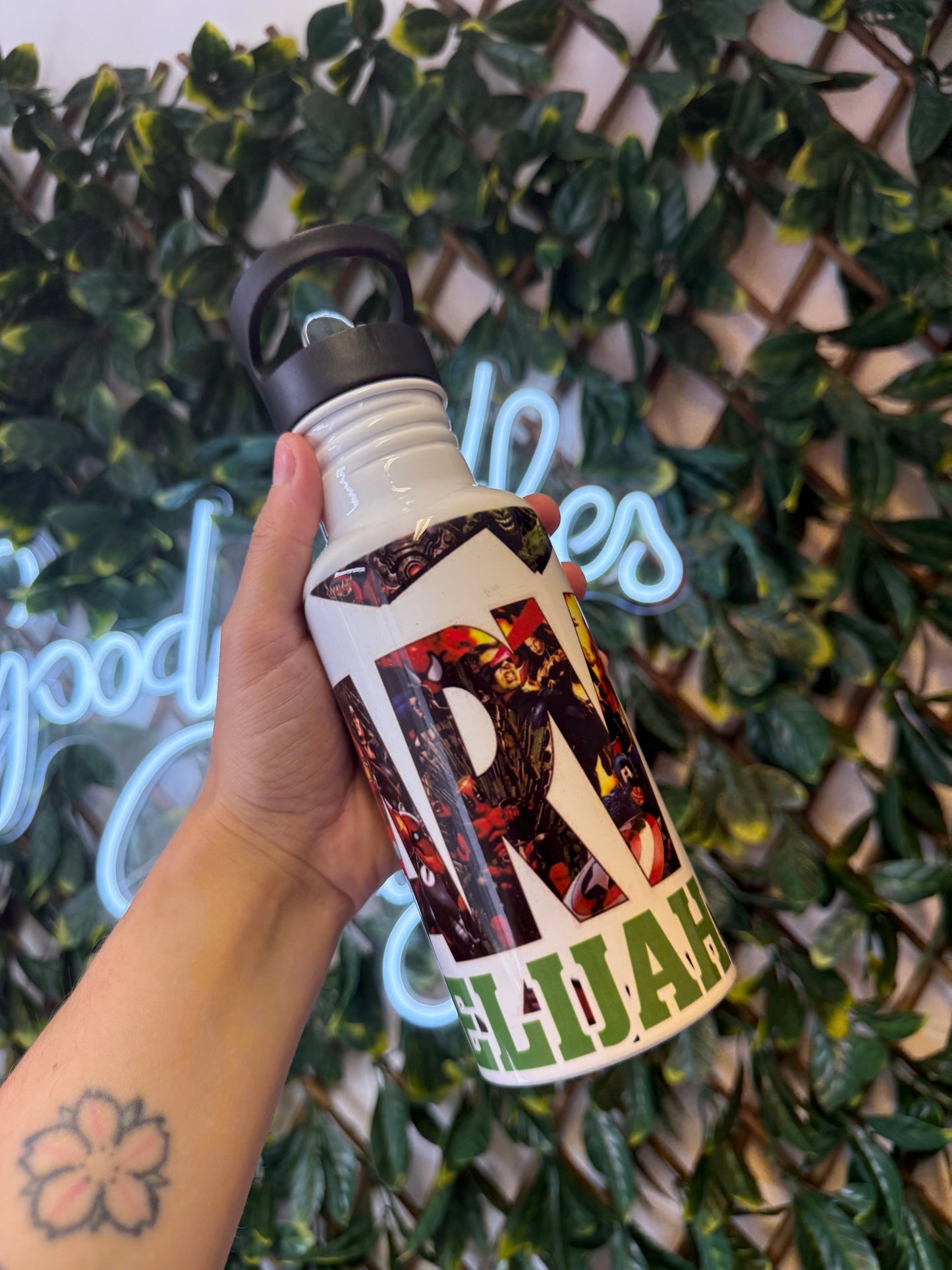 Stainless steel flip straw water bottle - marvel