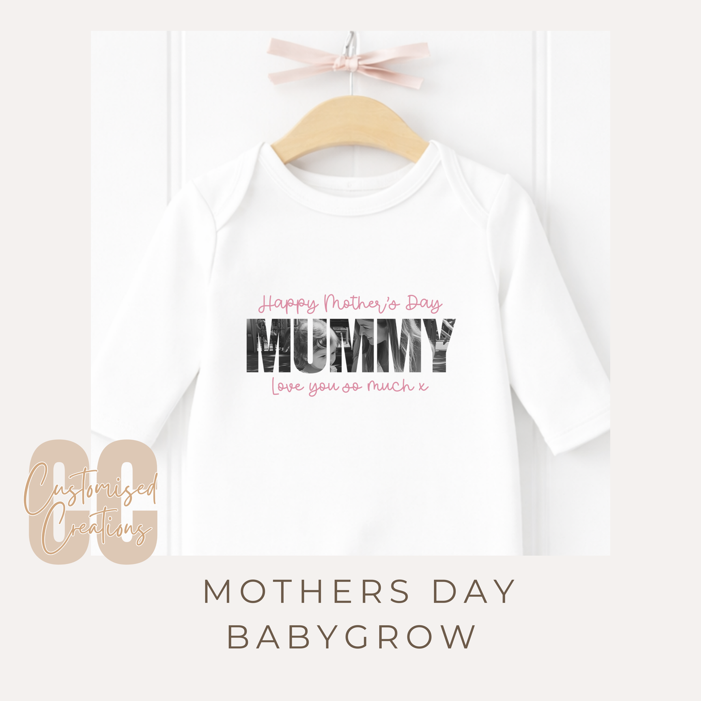 Personalised Mother’s Day Baby Grow – Mummy Photo Collage Design