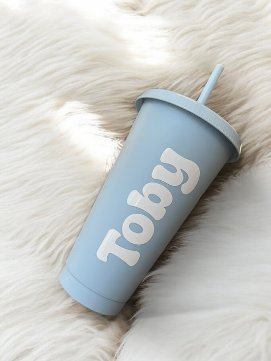 24oz light blue name cold cup
