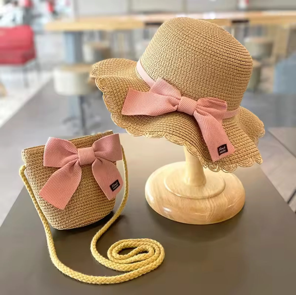 Embroidered hat and bag