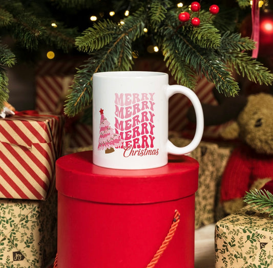 Pink merry christmas mug
