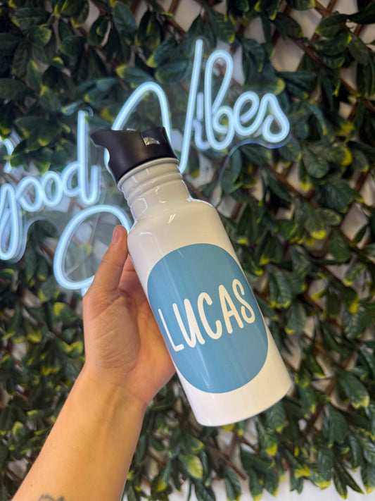 Stainless steel flip straw water bottle - circle