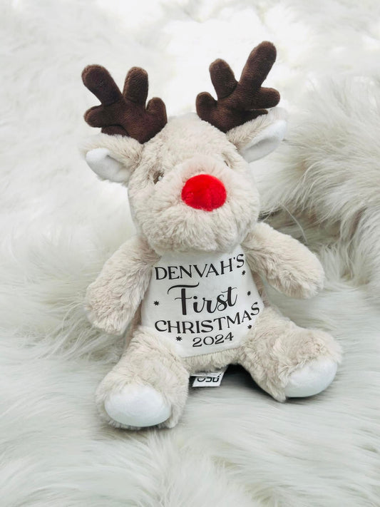 Reindeer mumbles Christmas bear - first Christmas