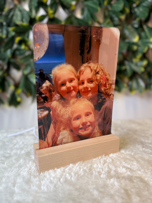 Lamp - Acrylic Photo Frame (14cm x 21.5cm) with LED Lamp - Rectangle Base