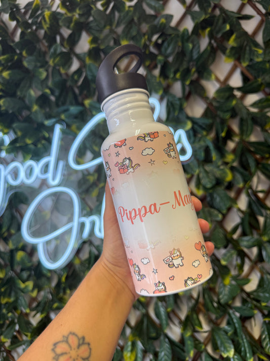 Stainless steel flip straw water bottle - unicorn