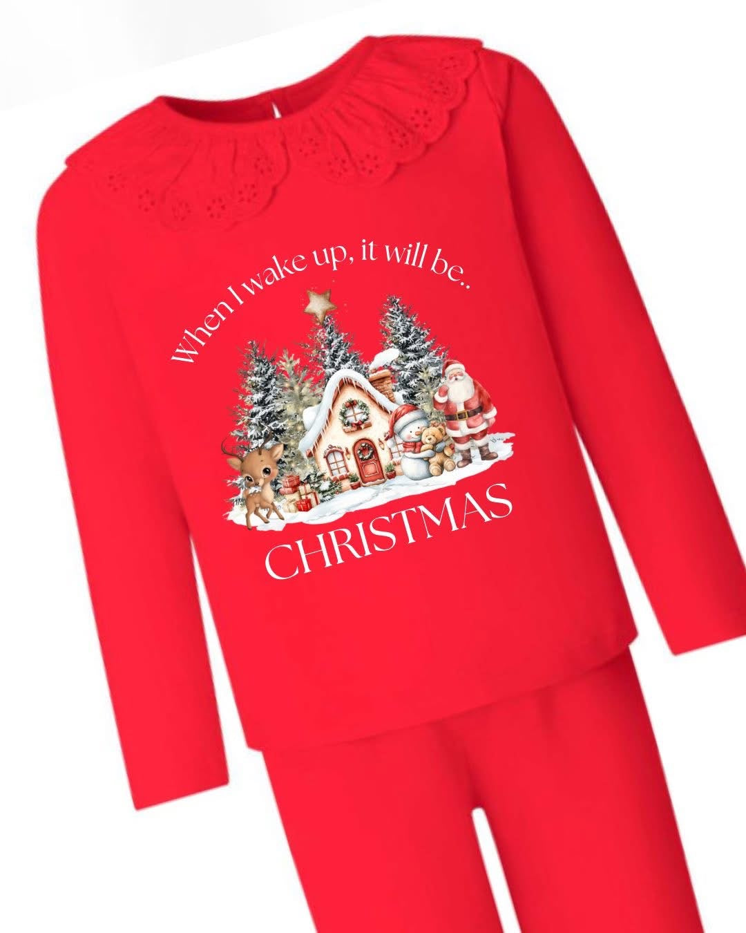 Red frill Christmas house pyjamas