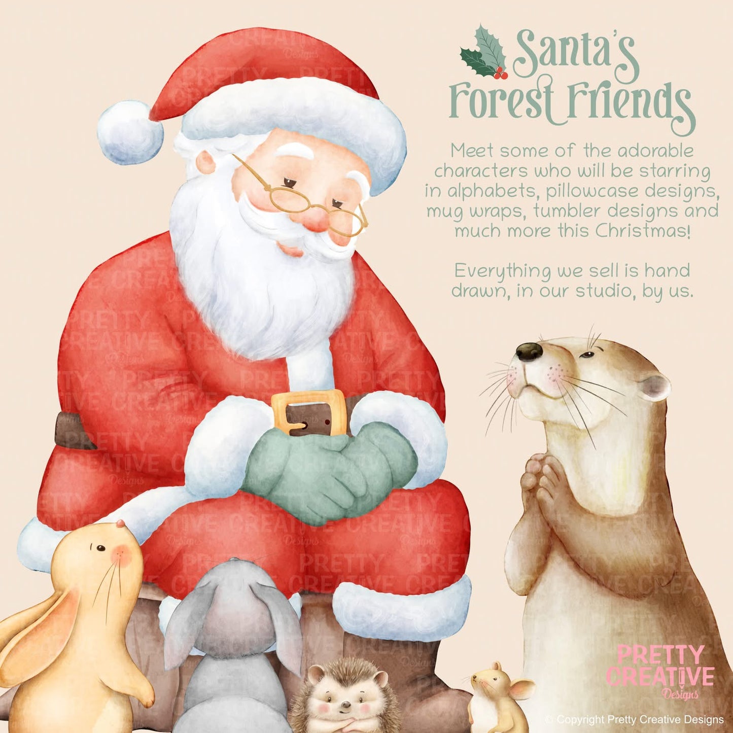 Embroidered family Christmas pyjamas - Forest Friends - PREORDER