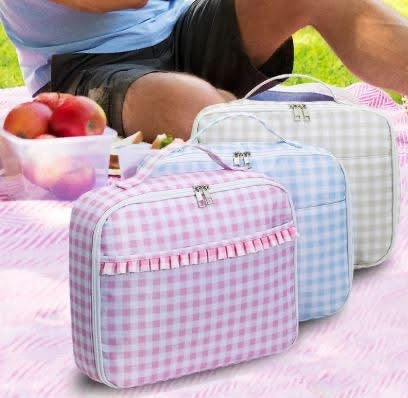 Gingham backpack and/or lunch bag Embroidered