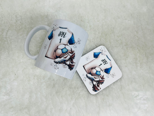 Blue football strip mug and/or coaster