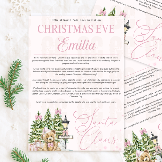 Personalised Christmas Eve letter - pink