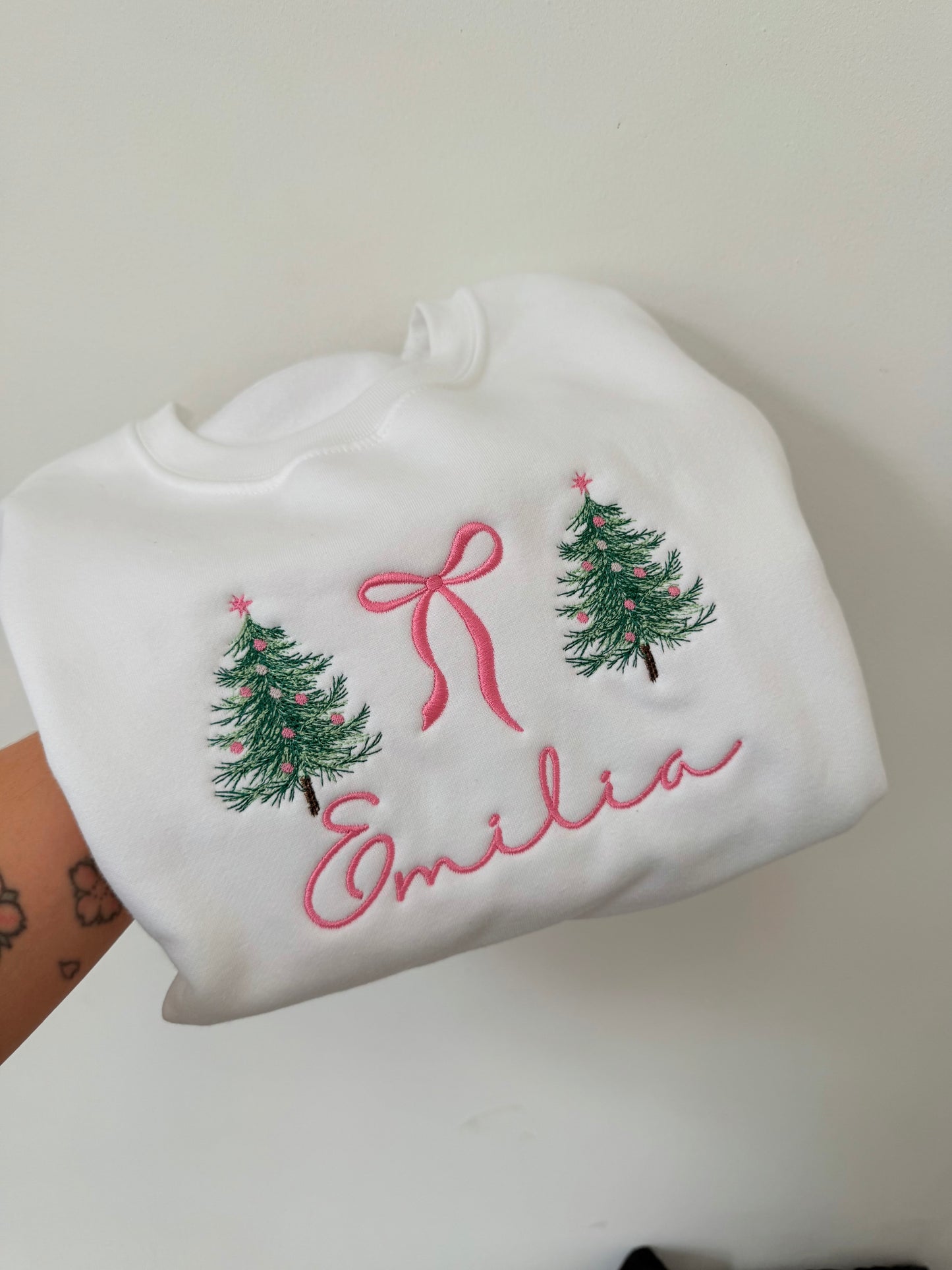 ADULT Embroidered Christmas trees sweatshirt