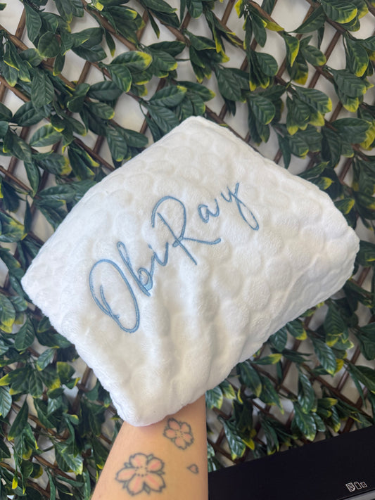 White Embroidered cloud baby blankets