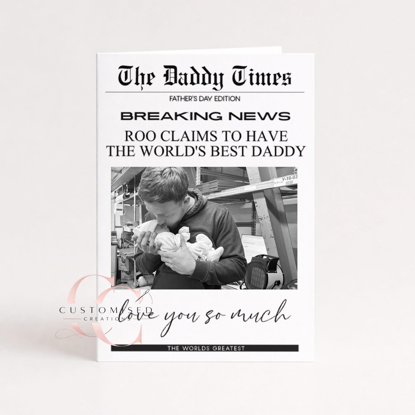 Newspaper style a4 greetings card