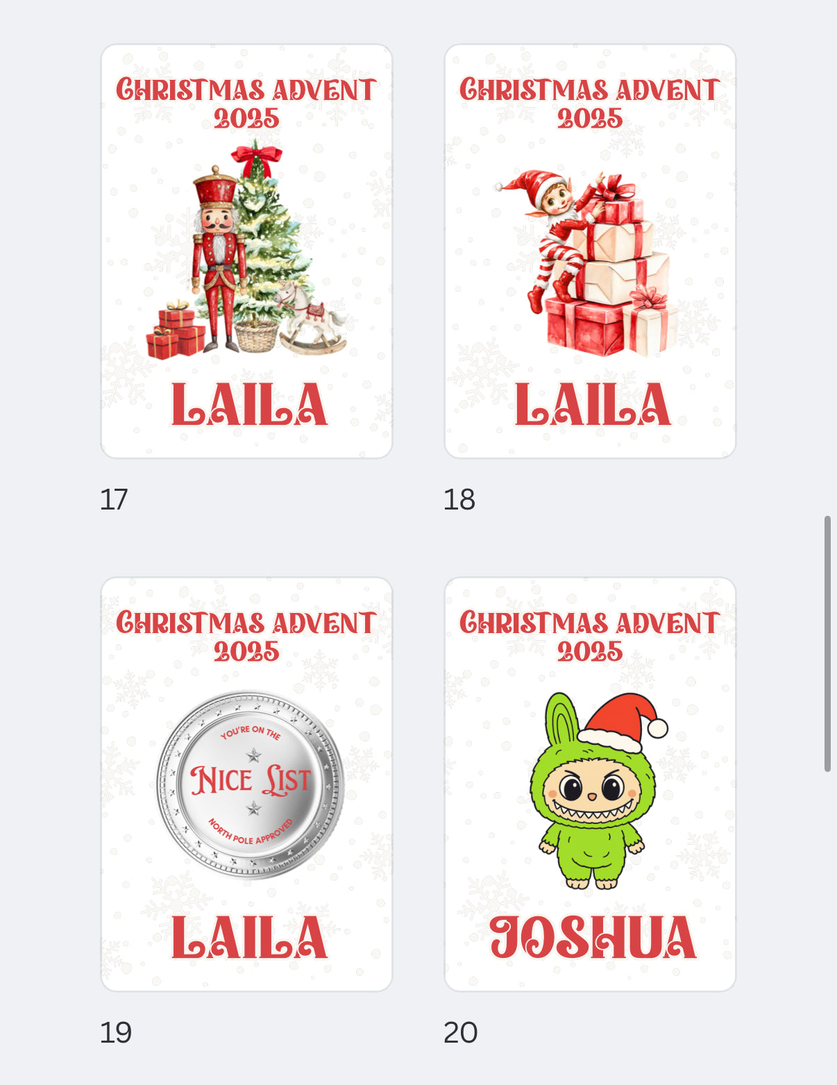Christmas advent book 2025 - all designs