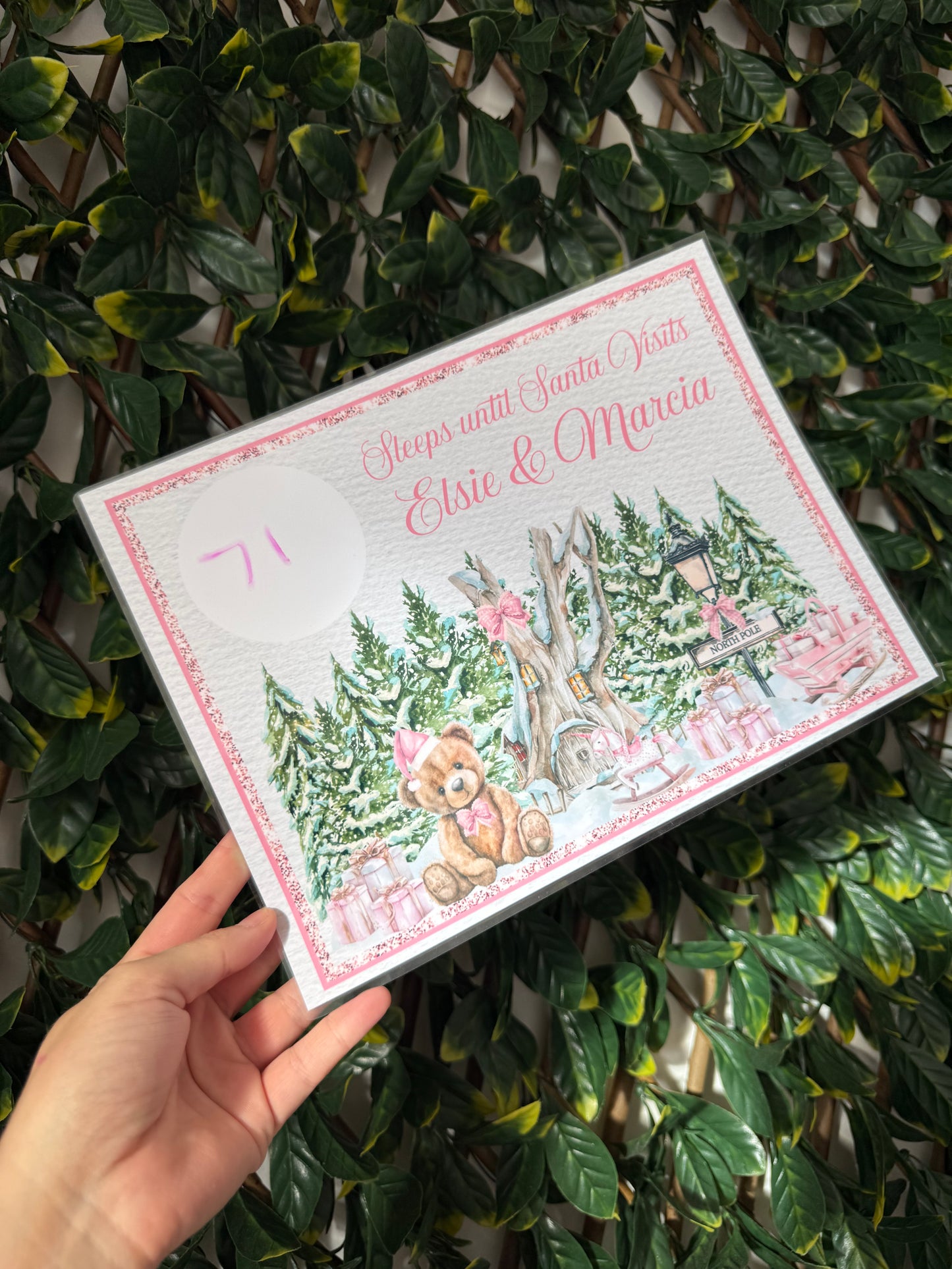 Christmas countdown wipeable bear design