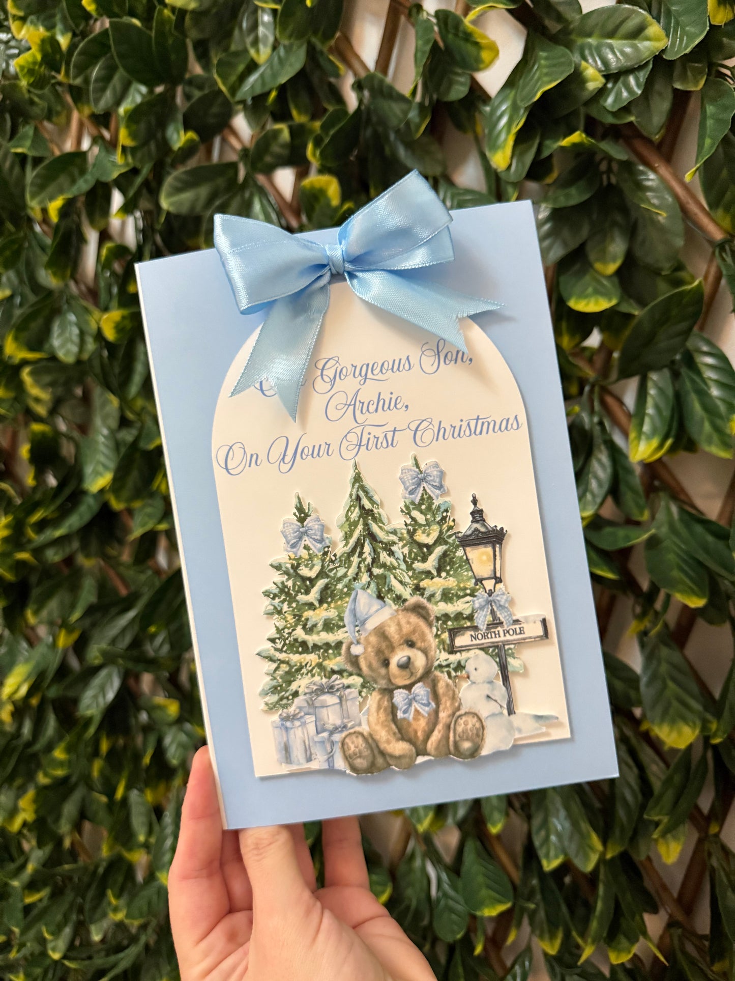 3D Christmas card - blue bear