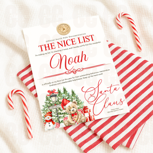 Personalised nice list letter - red
