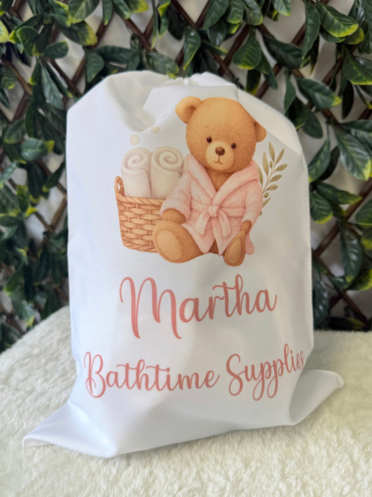 Bath time supplies bag