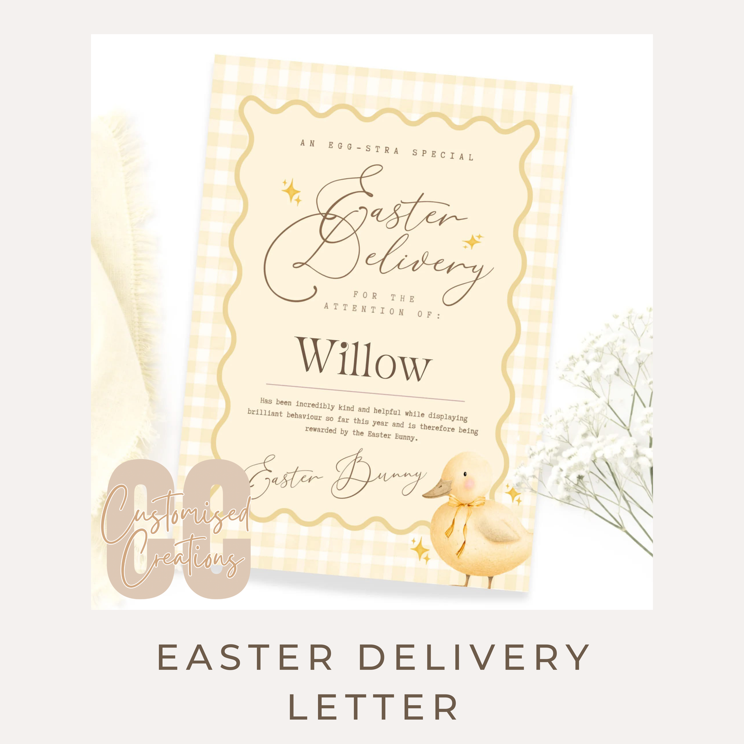 Personalised Easter Letter – Cute Duckling Easter Bunny Letter