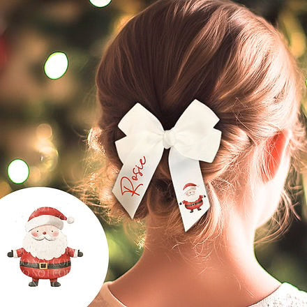 Christmas hair bow - white santa