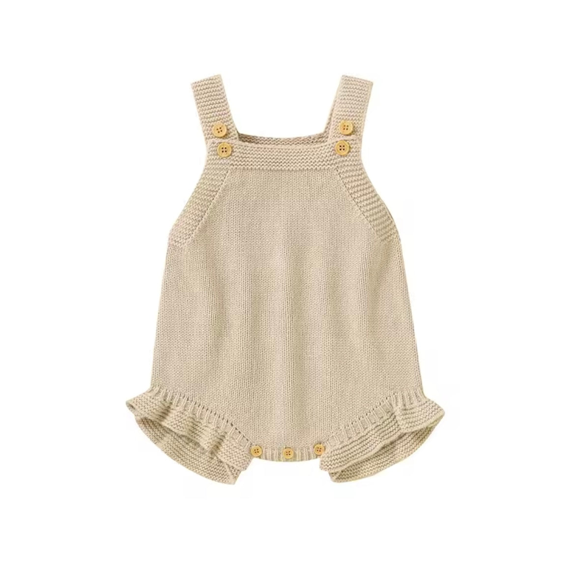 Sleeveless knitted embroidered name romper