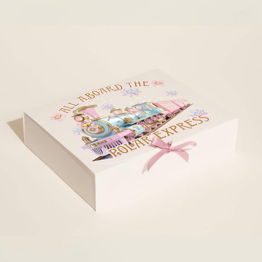 Pink and blue Christmas train express gift box