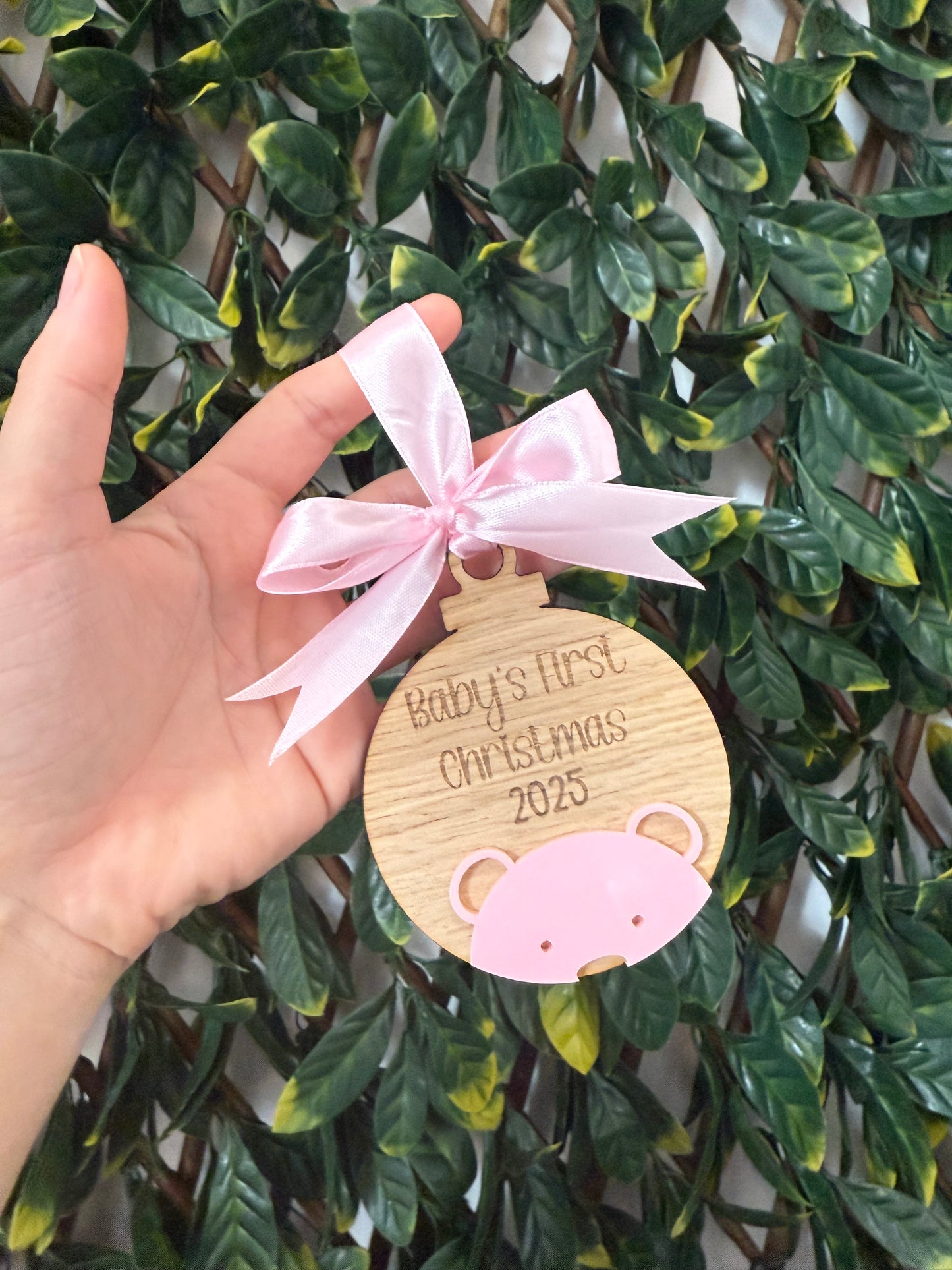 Engraved first Christmas bauble