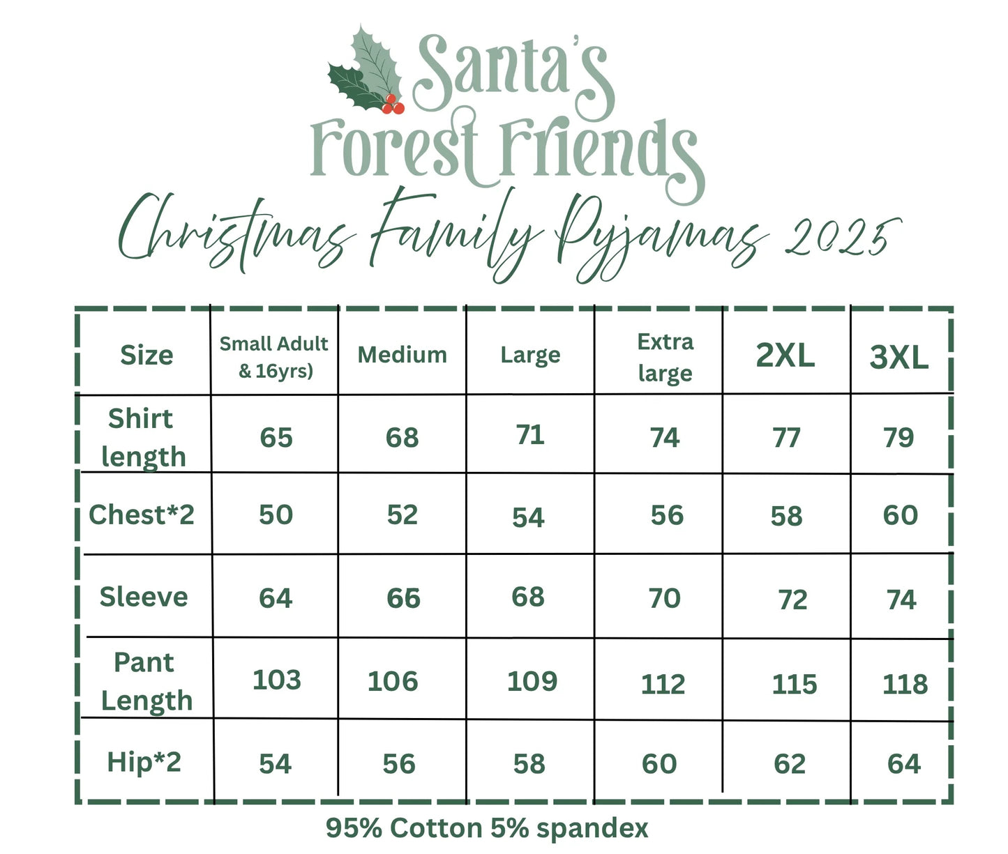 Embroidered family Christmas pyjamas - Forest Friends - PREORDER