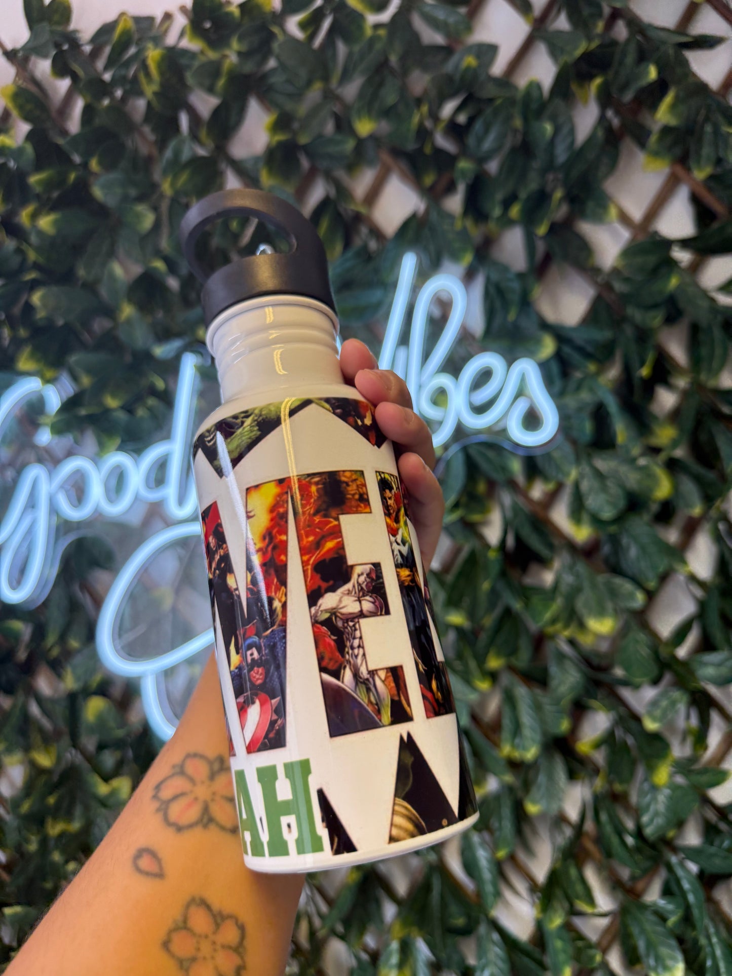 Stainless steel flip straw water bottle - marvel